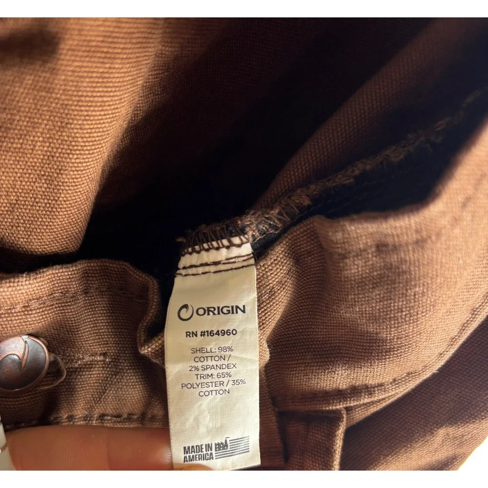 Origin USA Mens Straight Leg Canvas Work Pants Brown 34x30 Made in America jocko